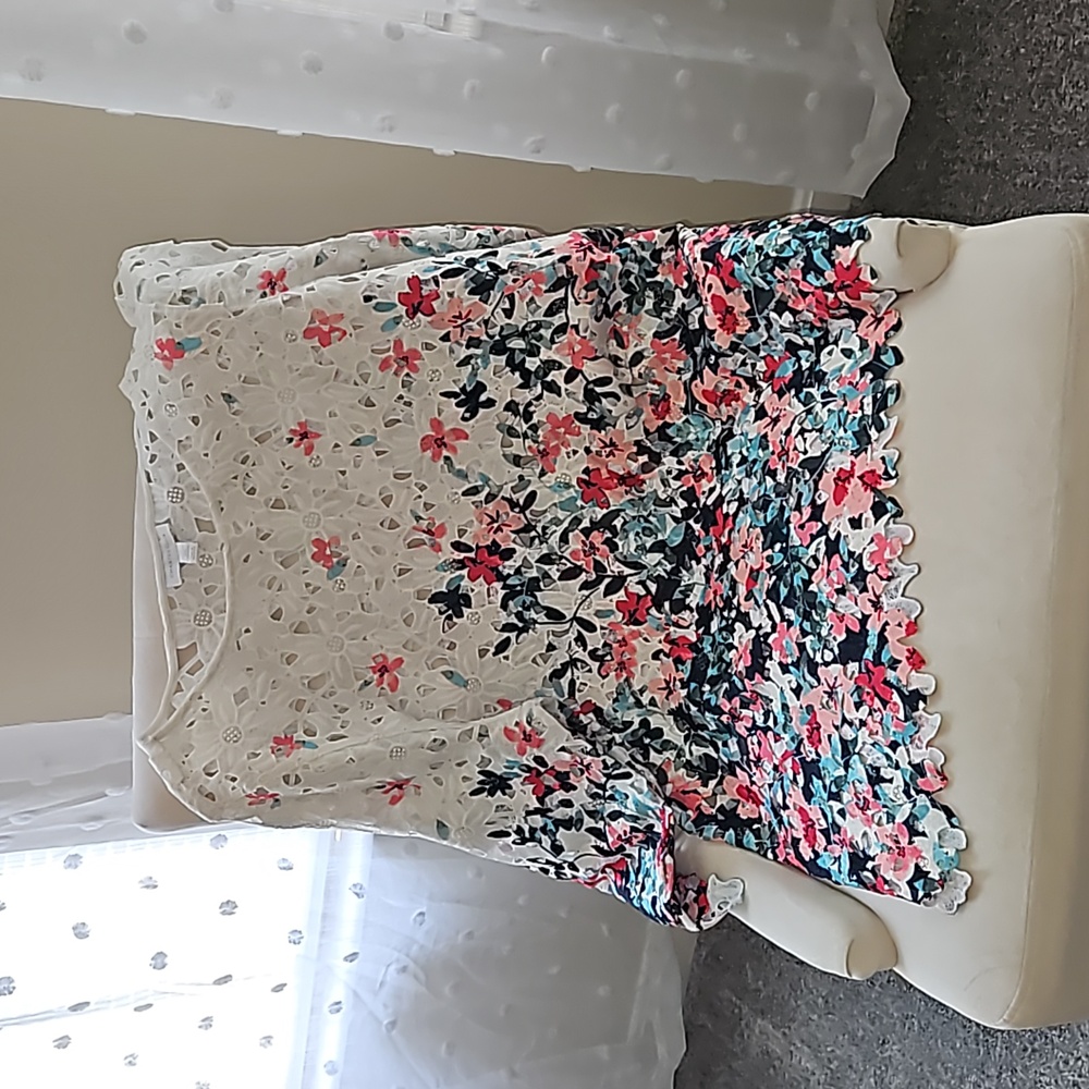 Charter Club Eyelet 3/4 Sleeve Floral Top